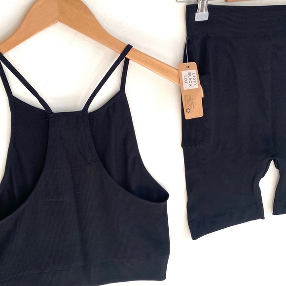 (AA4) Odiva Black Ribbed 2piece Tank top and Biker Short set, Size XL, NWT - Picture 5 of 14